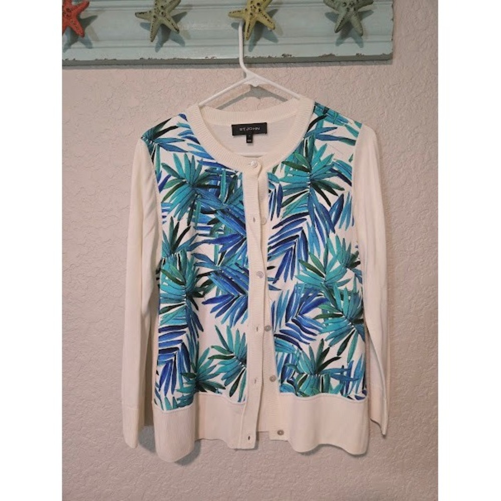 St.‎ John Tropical Leaves Cardigan